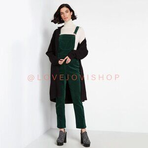 Cabincore | Forest Green Corduroy Overalls Gold Side Zipper | Forever 21 Utility